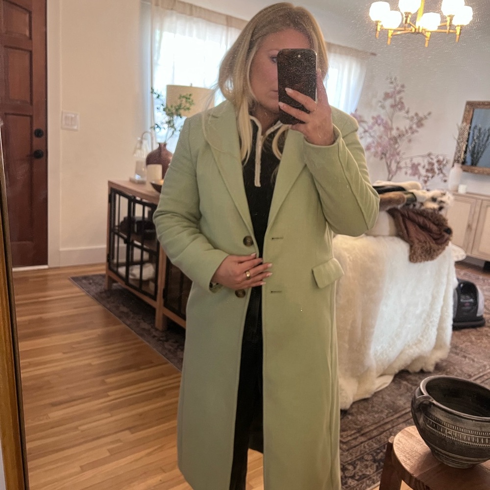 Divided Light Green Trench Coat